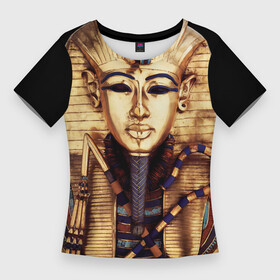 Женская футболка 3D Slim с принтом Хатшепсут в Курске,  |  | египет | женщина | золото | маска | фараон египта | хатшепсут