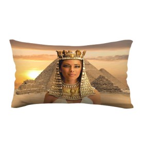 Подушка 3D антистресс с принтом Клеопатра в Курске, наволочка — 100% полиэстер, наполнитель — вспененный полистирол | состоит из подушки и наволочки на молнии | египет | египетская | закат | золото | клеопатра | корона | песок | пирамиды | пустыня | солнце | царица
