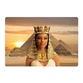 Магнитный плакат 3Х2 с принтом Клеопатра в Курске, Полимерный материал с магнитным слоем | 6 деталей размером 9*9 см | египет | египетская | закат | золото | клеопатра | корона | песок | пирамиды | пустыня | солнце | царица