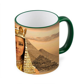 Кружка 3D с принтом Клеопатра в Курске, керамика | ёмкость 330 мл | египет | египетская | закат | золото | клеопатра | корона | песок | пирамиды | пустыня | солнце | царица