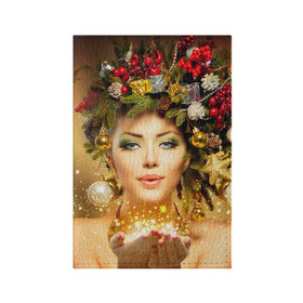 Обложка для паспорта матовая кожа с принтом Чудо девушка в Курске, натуральная матовая кожа | размер 19,3 х 13,7 см; прозрачные пластиковые крепления | волшебница | волшебство | звезды | новый год | подарки | празник | фея | чудо девушка