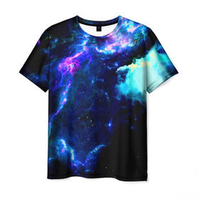 Мужская футболка 3D с принтом Космос в Курске, 100% полиэфир | прямой крой, круглый вырез горловины, длина до линии бедер | вселенная | звезды | космос