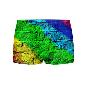 Мужские трусы 3D с принтом Краска в Курске, 50% хлопок, 50% полиэстер | классическая посадка, на поясе мягкая тканевая резинка | Тематика изображения на принте: rainbow | краска | прикольные | радуга | текстуры | штрихи