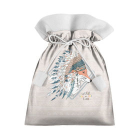 Подарочный 3D мешок с принтом Лиса в перьях в Курске, 100% полиэстер | Размер: 29*39 см | Тематика изображения на принте: лиса