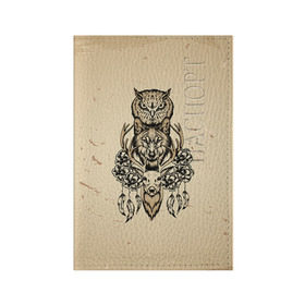 Обложка для паспорта матовая кожа с принтом Животные в Курске, натуральная матовая кожа | размер 19,3 х 13,7 см; прозрачные пластиковые крепления | сова