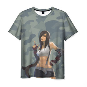 Мужская футболка 3D с принтом Военная девушка в Курске, 100% полиэфир | прямой крой, круглый вырез горловины, длина до линии бедер | девушка | камуфляж | рисунок