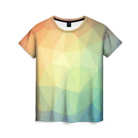 Женская футболка 3D с принтом Polygonal в Курске, 100% полиэфир ( синтетическое хлопкоподобное полотно) | прямой крой, круглый вырез горловины, длина до линии бедер | polygonal | краски | многоугольник | полигональный | радуга | цвет