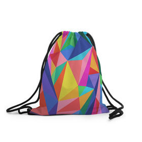 Рюкзак-мешок 3D с принтом Радуга в Курске, 100% полиэстер | плотность ткани — 200 г/м2, размер — 35 х 45 см; лямки — толстые шнурки, застежка на шнуровке, без карманов и подкладки | polygonal | многоугольник | полигональный | разноцветный