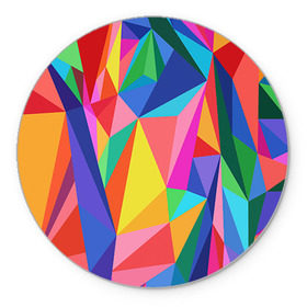 Коврик круглый с принтом Радуга в Курске, резина и полиэстер | круглая форма, изображение наносится на всю лицевую часть | polygonal | многоугольник | полигональный | разноцветный