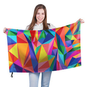 Флаг 3D с принтом Радуга в Курске, 100% полиэстер | плотность ткани — 95 г/м2, размер — 67 х 109 см. Принт наносится с одной стороны | polygonal | многоугольник | полигональный | разноцветный