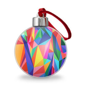 Ёлочный шар с принтом Радуга в Курске, Пластик | Диаметр: 77 мм | polygonal | многоугольник | полигональный | разноцветный