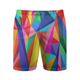 Мужские шорты 3D спортивные с принтом Радуга в Курске,  |  | polygonal | многоугольник | полигональный | разноцветный