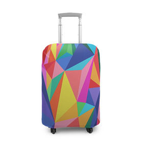 Чехол для чемодана 3D с принтом Радуга в Курске, 86% полиэфир, 14% спандекс | двустороннее нанесение принта, прорези для ручек и колес | polygonal | многоугольник | полигональный | разноцветный