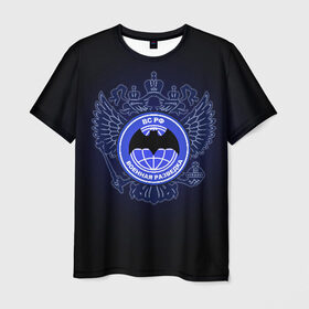 Мужская футболка 3D с принтом Военная разведка в Курске, 100% полиэфир | прямой крой, круглый вырез горловины, длина до линии бедер | Тематика изображения на принте: армия | герб | россия