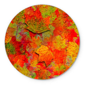 Коврик круглый с принтом Лист клёна в Курске, резина и полиэстер | круглая форма, изображение наносится на всю лицевую часть | дождь | листопад | осень