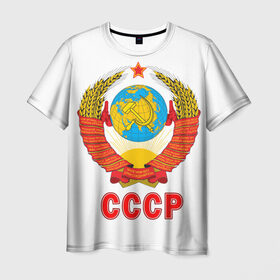 Мужская футболка 3D с принтом Герб СССР в Курске, 100% полиэфир | прямой крой, круглый вырез горловины, длина до линии бедер | герб | россия | рэтро | ссср