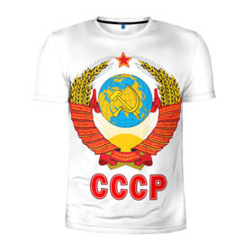 Мужская футболка 3D спортивная с принтом Герб СССР в Курске, 100% полиэстер с улучшенными характеристиками | приталенный силуэт, круглая горловина, широкие плечи, сужается к линии бедра | герб | россия | рэтро | ссср