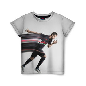 Детская футболка 3D с принтом Cristiano Ronaldo в Курске, 100% гипоаллергенный полиэфир | прямой крой, круглый вырез горловины, длина до линии бедер, чуть спущенное плечо, ткань немного тянется | cristiano ronaldo