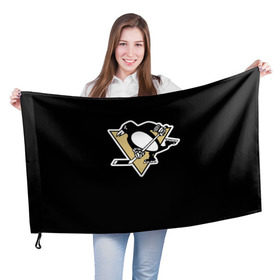 Флаг 3D с принтом Pittsburgh Penguins Malkin в Курске, 100% полиэстер | плотность ткани — 95 г/м2, размер — 67 х 109 см. Принт наносится с одной стороны | malkin | pittsburgh penguins | малкин