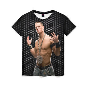 Женская футболка 3D с принтом John Cena в Курске, 100% полиэфир ( синтетическое хлопкоподобное полотно) | прямой крой, круглый вырез горловины, длина до линии бедер | john cena | wwe чемпион | джон сина