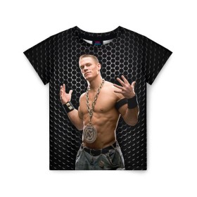 Детская футболка 3D с принтом John Cena в Курске, 100% гипоаллергенный полиэфир | прямой крой, круглый вырез горловины, длина до линии бедер, чуть спущенное плечо, ткань немного тянется | john cena | wwe чемпион | джон сина