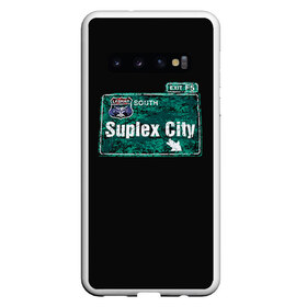 Чехол для Samsung Galaxy S10 с принтом Suplex city в Курске, Силикон | Область печати: задняя сторона чехла, без боковых панелей | Тематика изображения на принте: fear | fury | wwe | рестлер