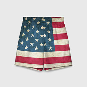 Детские спортивные шорты 3D с принтом Флаг USA в Курске,  100% полиэстер
 | пояс оформлен широкой мягкой резинкой, ткань тянется
 | swag | usa | америка | пафос | свег | свэг | сша | флаг