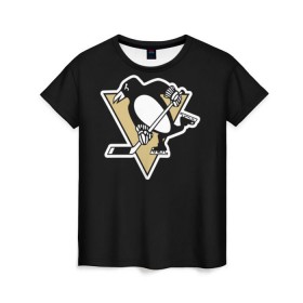 Женская футболка 3D с принтом Pittsburgh Penguins Crosby в Курске, 100% полиэфир ( синтетическое хлопкоподобное полотно) | прямой крой, круглый вырез горловины, длина до линии бедер | Тематика изображения на принте: crosby | nhl | pittsburgh penguins