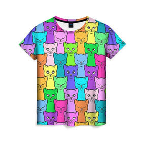 Женская футболка 3D с принтом Котятушки в Курске, 100% полиэфир ( синтетическое хлопкоподобное полотно) | прямой крой, круглый вырез горловины, длина до линии бедер | кот | котенок | котик | кошечка | кошка | мем | независимая | сильная