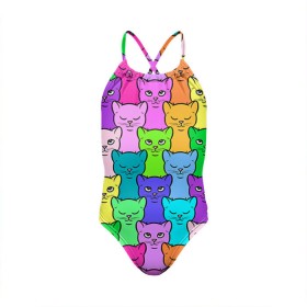 Детский купальник 3D с принтом Котятушки в Курске, Полиэстер 85%, Спандекс 15% | Слитный крой, подклад по переду изделия, узкие бретели | Тематика изображения на принте: кот | котенок | котик | кошечка | кошка | мем | независимая | сильная