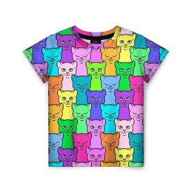Детская футболка 3D с принтом Котятушки в Курске, 100% гипоаллергенный полиэфир | прямой крой, круглый вырез горловины, длина до линии бедер, чуть спущенное плечо, ткань немного тянется | кот | котенок | котик | кошечка | кошка | мем | независимая | сильная