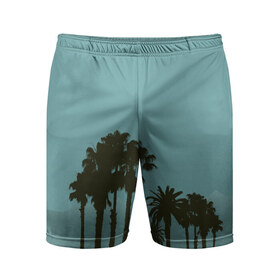 Мужские шорты 3D спортивные с принтом Пальмы в Курске,  |  | Тематика изображения на принте: деревья | пальмы | пляж | трафарет