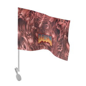 Флаг для автомобиля с принтом Doom (Classic) в Курске, 100% полиэстер | Размер: 30*21 см | 90 | олдскул | скелет | череп