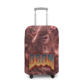 Чехол для чемодана 3D с принтом Doom (Classic) в Курске, 86% полиэфир, 14% спандекс | двустороннее нанесение принта, прорези для ручек и колес | 90 | олдскул | скелет | череп