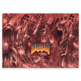 Поздравительная открытка с принтом Doom (Classic) в Курске, 100% бумага | плотность бумаги 280 г/м2, матовая, на обратной стороне линовка и место для марки
 | 90 | олдскул | скелет | череп