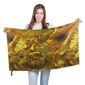 Флаг 3D с принтом Gold style в Курске, 100% полиэстер | плотность ткани — 95 г/м2, размер — 67 х 109 см. Принт наносится с одной стороны | блекс | золото | квадрат | клубы | текстуры