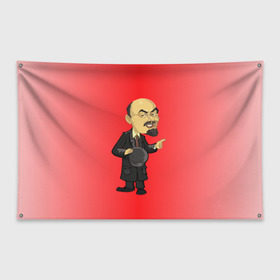 Флаг-баннер с принтом Ленин каррикатура в Курске, 100% полиэстер | размер 67 х 109 см, плотность ткани — 95 г/м2; по краям флага есть четыре люверса для крепления | lenin | ussr | владимир | ильич | ленин | ссср