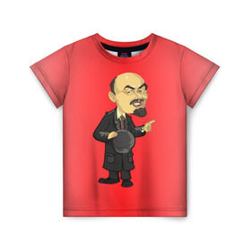 Детская футболка 3D с принтом Ленин каррикатура в Курске, 100% гипоаллергенный полиэфир | прямой крой, круглый вырез горловины, длина до линии бедер, чуть спущенное плечо, ткань немного тянется | lenin | ussr | владимир | ильич | ленин | ссср