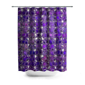 Штора 3D для ванной с принтом Фиолетовая мозаика в Курске, 100% полиэстер | плотность материала — 100 г/м2. Стандартный размер — 146 см х 180 см. По верхнему краю — пластиковые люверсы для креплений. В комплекте 10 пластиковых колец | дизайн | искусство | композиция | мозаика | стёклышки | цветные камешки