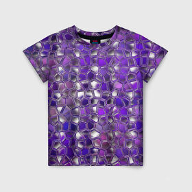 Детская футболка 3D с принтом Фиолетовая мозаика в Курске, 100% гипоаллергенный полиэфир | прямой крой, круглый вырез горловины, длина до линии бедер, чуть спущенное плечо, ткань немного тянется | дизайн | искусство | композиция | мозаика | стёклышки | цветные камешки