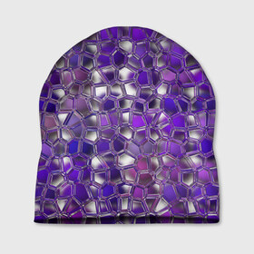 Шапка 3D с принтом Фиолетовая мозаика в Курске, 100% полиэстер | универсальный размер, печать по всей поверхности изделия | Тематика изображения на принте: дизайн | искусство | композиция | мозаика | стёклышки | цветные камешки