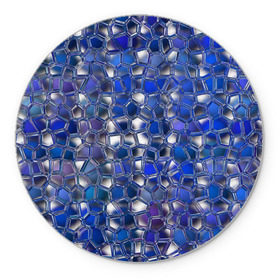 Коврик круглый с принтом Синяя мозаика в Курске, резина и полиэстер | круглая форма, изображение наносится на всю лицевую часть | Тематика изображения на принте: дизайн | искусство | композиция | мозаика | стёклышки | цветные камешки