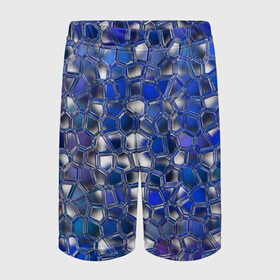 Детские спортивные шорты 3D с принтом Синяя мозаика в Курске,  100% полиэстер
 | пояс оформлен широкой мягкой резинкой, ткань тянется
 | дизайн | искусство | композиция | мозаика | стёклышки | цветные камешки