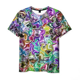 Мужская футболка 3D с принтом Цветное безумие в Курске, 100% полиэфир | прямой крой, круглый вырез горловины, длина до линии бедер | Тематика изображения на принте: арт | дизайн | искусство | краски | мозаика | палитра | радуга | разные цвета | текстура | цветное безумие