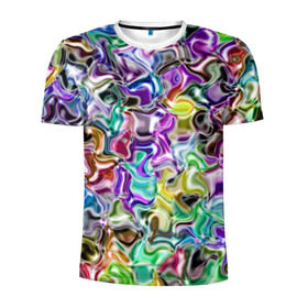 Мужская футболка 3D спортивная с принтом Цветное безумие в Курске, 100% полиэстер с улучшенными характеристиками | приталенный силуэт, круглая горловина, широкие плечи, сужается к линии бедра | арт | дизайн | искусство | краски | мозаика | палитра | радуга | разные цвета | текстура | цветное безумие