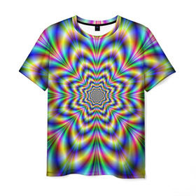 Мужская футболка 3D с принтом Красочная иллюзия в Курске, 100% полиэфир | прямой крой, круглый вырез горловины, длина до линии бедер | гипноз | движение | красочный фон | обман зрения | оптическая иллюзия | погружение | текстура | фокус