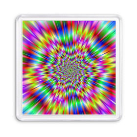 Магнит 55*55 с принтом Спектральная иллюзия в Курске, Пластик | Размер: 65*65 мм; Размер печати: 55*55 мм | Тематика изображения на принте: взрыв | гипноз | движение | краски | красочный фон | обман зрения | оптическая иллюзия | погружение | текстура | фокус | цветовой спектр