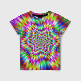 Детская футболка 3D с принтом Спектральная иллюзия в Курске, 100% гипоаллергенный полиэфир | прямой крой, круглый вырез горловины, длина до линии бедер, чуть спущенное плечо, ткань немного тянется | взрыв | гипноз | движение | краски | красочный фон | обман зрения | оптическая иллюзия | погружение | текстура | фокус | цветовой спектр