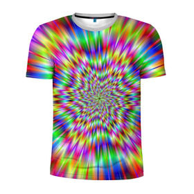 Мужская футболка 3D спортивная с принтом Спектральная иллюзия в Курске, 100% полиэстер с улучшенными характеристиками | приталенный силуэт, круглая горловина, широкие плечи, сужается к линии бедра | Тематика изображения на принте: взрыв | гипноз | движение | краски | красочный фон | обман зрения | оптическая иллюзия | погружение | текстура | фокус | цветовой спектр
