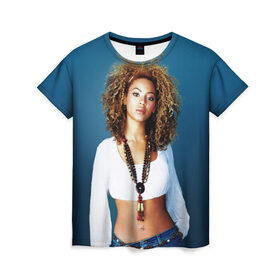 Женская футболка 3D с принтом Бейонсе в Курске, 100% полиэфир ( синтетическое хлопкоподобное полотно) | прямой крой, круглый вырез горловины, длина до линии бедер | бейонсе
